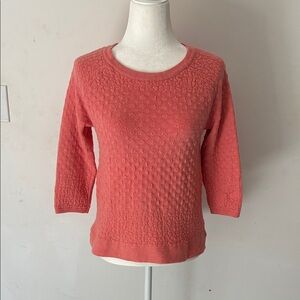 Textured Coral Crewneck Sweater - Women's Scoop Neck